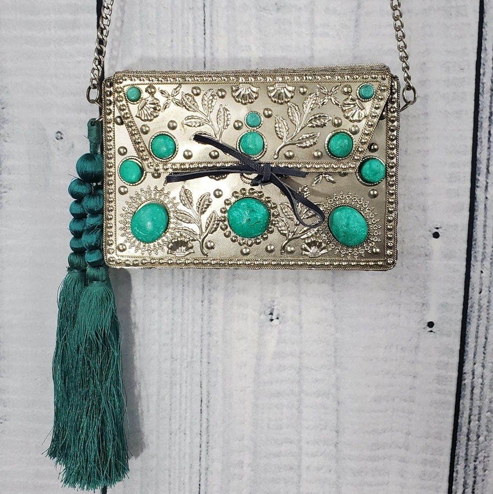 COPY - Sam Edelman silver/ turquoise metal and stone bag